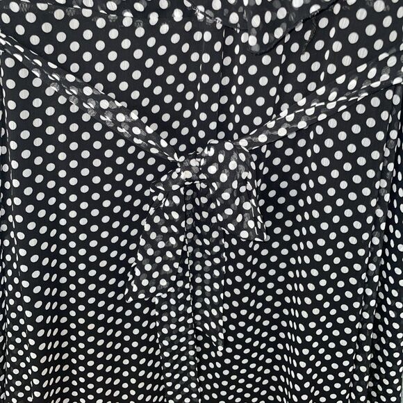 Lane Bryant Dress Womens 24 Black Polka Dot Faux Wrap Flutter Sleeve Midi Career - Picture 3 of 10